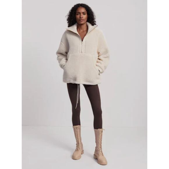Varley Posey Sherpa Pullover Cozy Soft Jacket Sweater Sandshell Cream - Picture 8 of 13